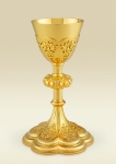 Church Chalice 164, 24 kt gold plated brass with floral design