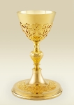 Chalice 124 with rich floral decoration, 24 kt gold plated