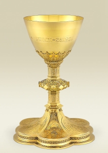Chalice 182 with Neo-Gothic ornaments, Jesus and Saints engravings