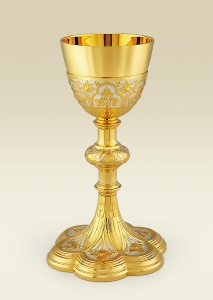 Priest Chalice 193 with grapevine decoration, gold and silver plating