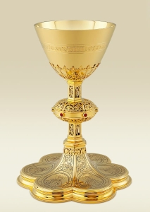 Chalice 173 with engraved Saints, Neo-Gothic design 