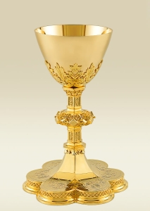 Neo-Gothic Gold Chalice 097 with grapes and ears of wheat cup overlay