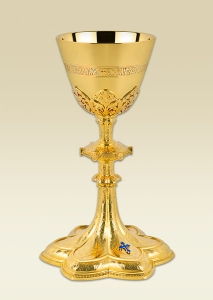 Chalice 077 with floral ornaments and blue enameled cross