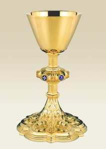 Chalice 083 with floral ornaments and enameled IESUS letters