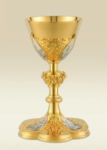 Chalice 128 with silver plated panels depicting the life of Jesus