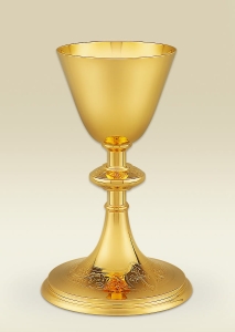 Chalice 143 decorated with engraved cross and floral pattern