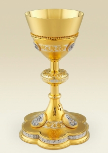 Chalice 175 with Holy Family and angels, two tone brass