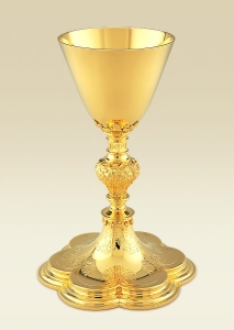 Chalice 194 with sculpted node and grapevine engravings