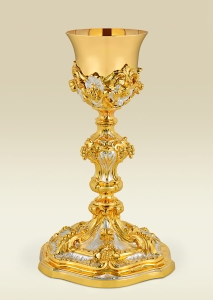 Chalice 082 with grapes and ears of wheat, bicolour brass