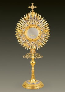 Sun-shaped Monstrance 448, Holy Trinity and angels, 43 in high, host 6 in