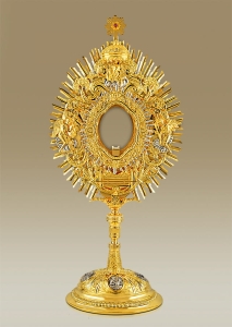 Monstrance 462, highly ornamented Ostensorium with floral scrollwork