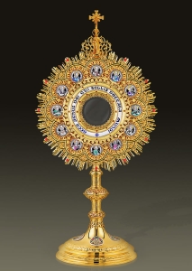 Monstrance 468, Ostensorium with Twelve Apostles in colorful enamel