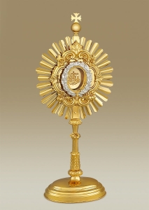 Ray pattern Reliquary 483, gold plated brass with silver plated accent