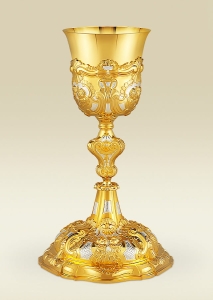 Baroque Chalice 144 in gold and silver plate, decorated with cherubs