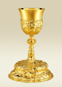 Chalice 148 highly ornamented in Baroque style, 24 kt gold plated