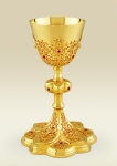 Chalice 170, highly decorated with filigrees and red stones