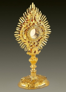 Baroque style Reliquary 487 with floral design, 24 kt gold plated