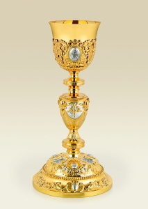 Chalice 078, Empire style, gold plated brass with silver accents