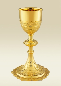 Chalice 192 in gold plate, embellished with Christian symbols
