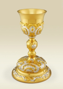 Baroque Chalice 195 with two-toned ornamentation, ht 9 in