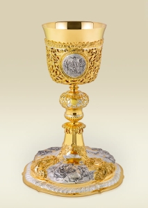 Chalice 118, gold plated with silver New Testament reliefs