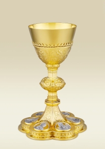 Neo-Gothic Chalice 198 with medallions, grapes and wheat motifs