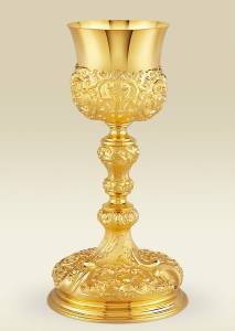 Chalice 141 with instruments of the Passion, Baroque ornaments
