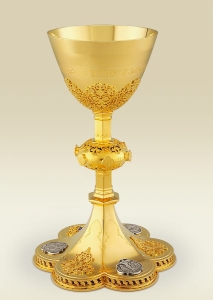 Chalice 111 with silver plated reliefs and ornate filigrees