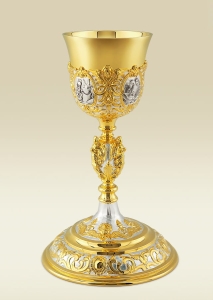 Chalice 152 with Four Evangelists and angels, gold and silver plate