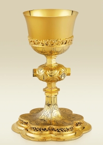 Gothic Chalice 136, 24 kt gold plated brass