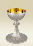 Chalice 114, Romanesque style, hammered silver plated brass