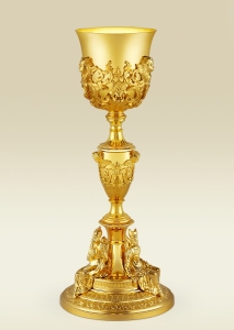 Chalice 134, Empire style, with angels and Old Testament figures, tall 13"