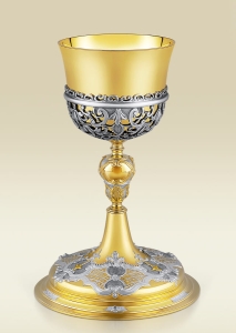 Chalice 186, gold plate with oxidized silver ornaments