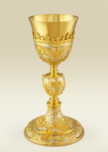 Church Chalice 157 in two tones with chiseled cherubs