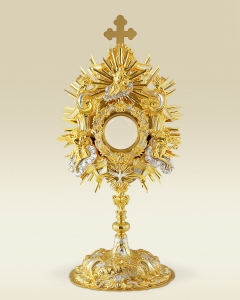 Baroque Monstrance 423, ornate design, bicolour brass