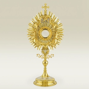 Baroque Monstrance 466 with rays, God the Father and Holy Spirit figures