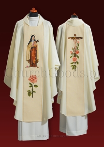 White chasuble with woven belt 3055